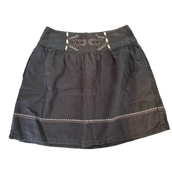 Banana Republic Short Skirt Black Women’s size 2 Feminine Linen Boho Pleated - Picture 1 of 6